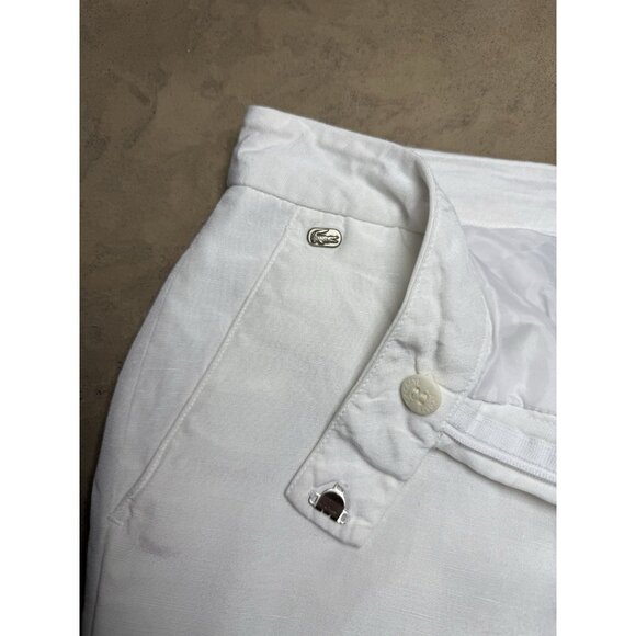 Lacoste Women’s White Linen Blend Wide Leg Cropped Pants Size 67-92 US Sz 2/4 - Picture 5 of 10